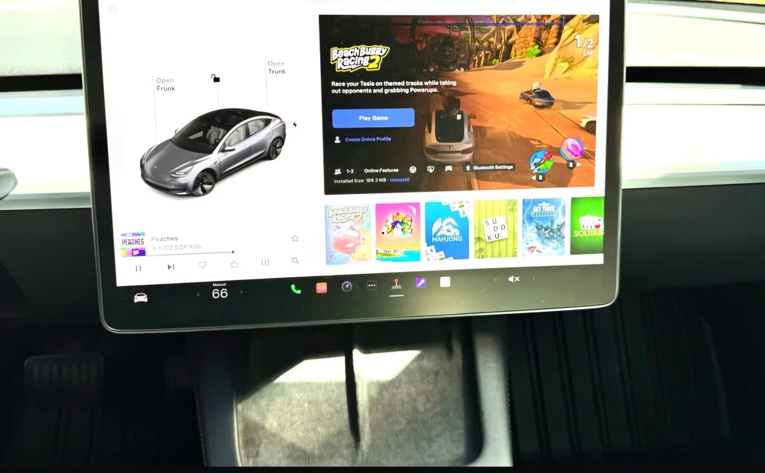 Arcade included. The Tesla screen keeps every wait fun.